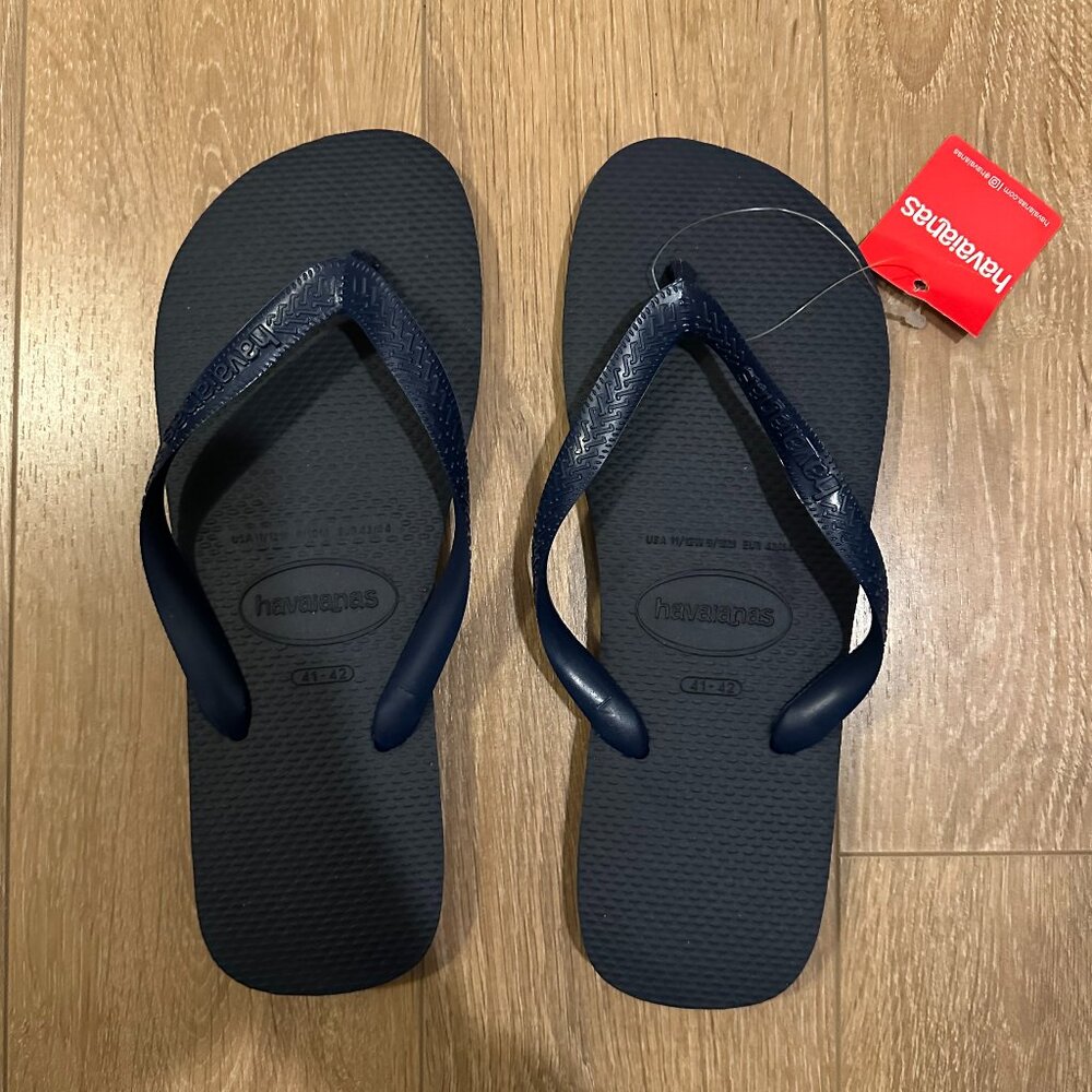 Havaianas Navy Flip Flops with Textured Straps